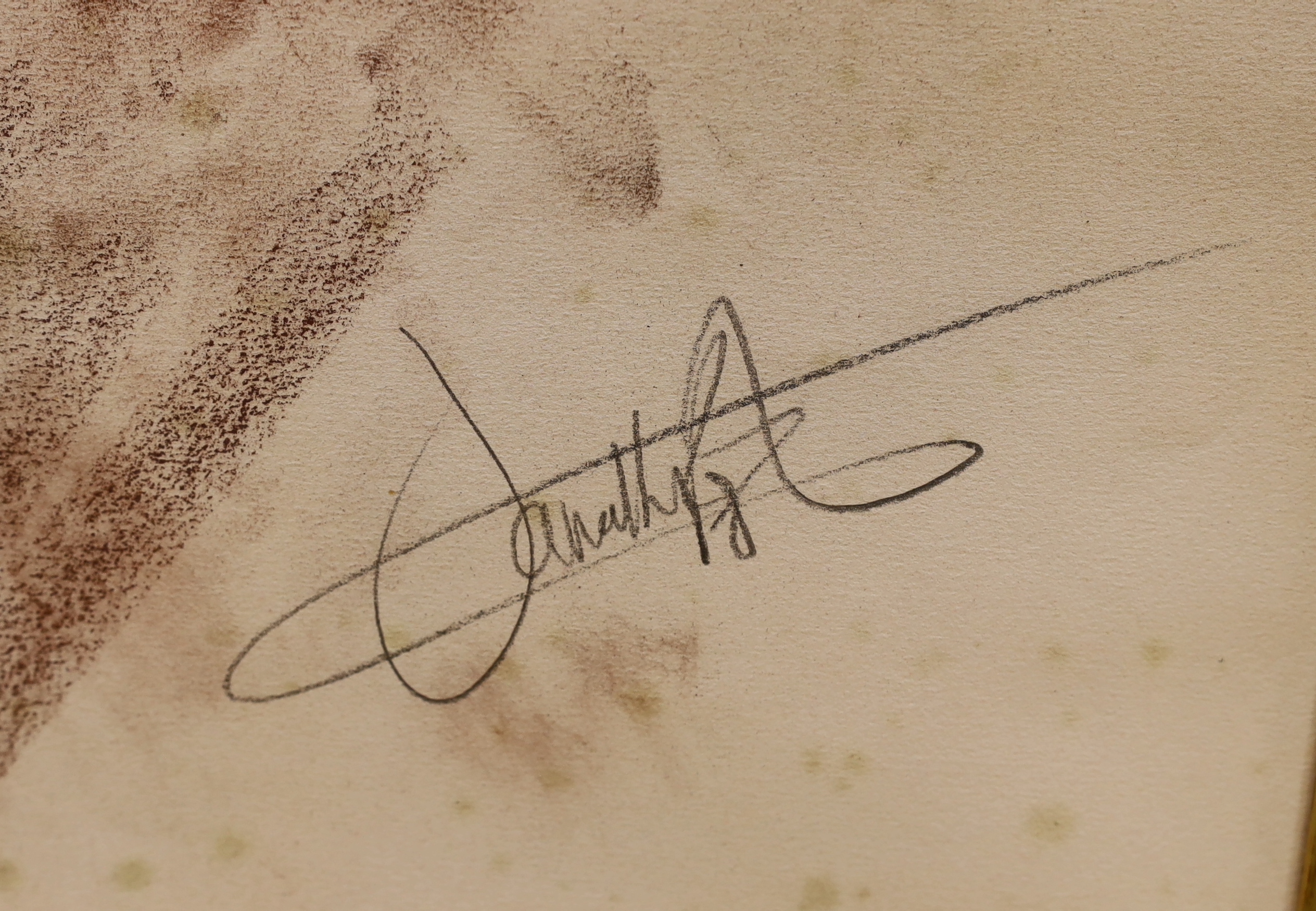 Late 20th century, pastel sketch of a falcon, indistinctly signed, 49.5 x 39 cm